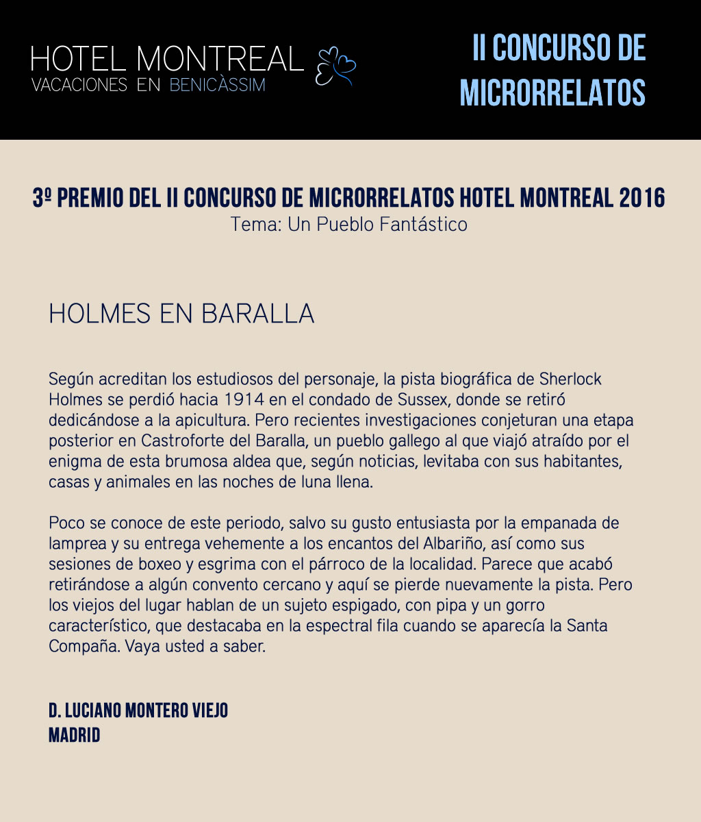3er Premio del 2º Concurso de Microrrelatos Hotel Montreal