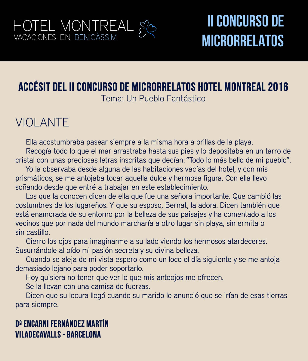 Accésit (2) del II Concurso de Microrrelatos Hotel Montreal